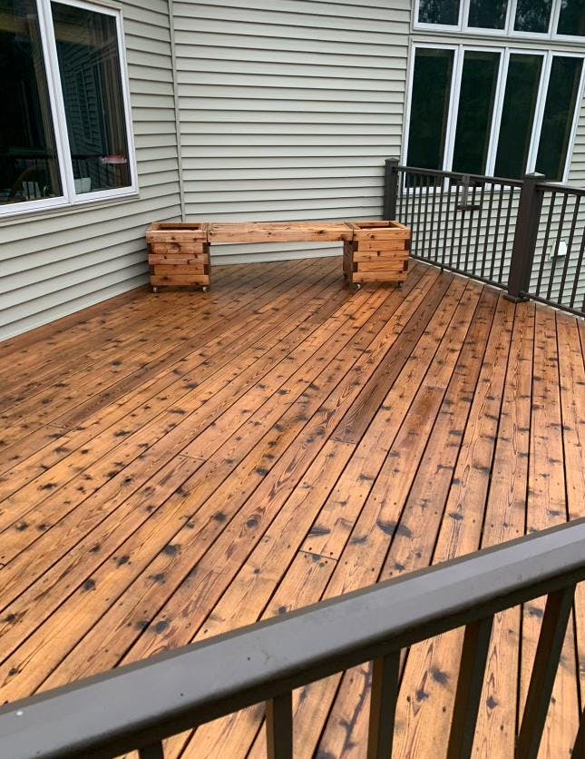 Freshly stained deck